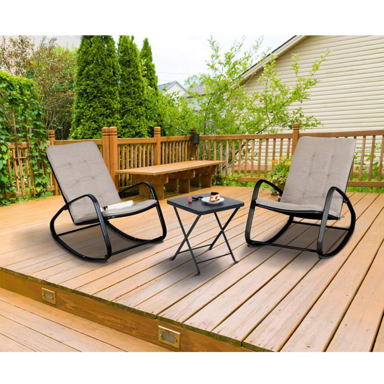 Ebern Designs 3 Piece Bistro Set Patio Rocking Chairs Outdoor Furniture